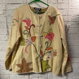 Vintage INDIGO MOON Embroidered Size XL Jacket LINED Blazer Floral